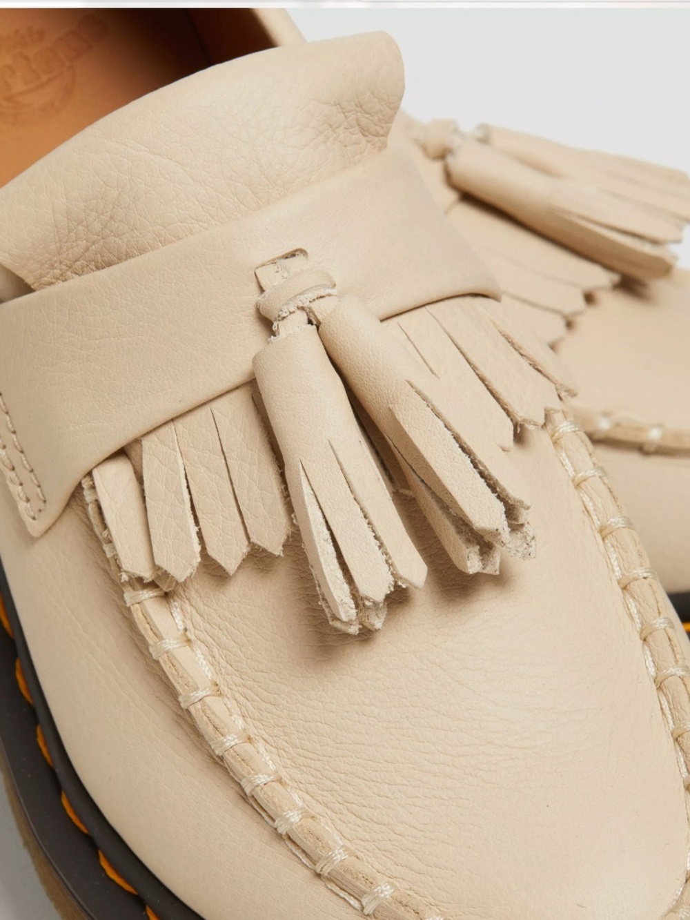 NWOT Dr.Martens Adrian Virginia Leather Tassel Loafers in Parchment Beige Sz 10 - Picture 7 of 9
